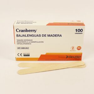 Bajalenguas de Madera Cranberry – Caja 100 Unidades
