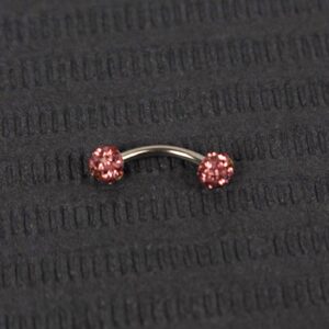 Piercing Curvo de Acero Quirúrgico con Esferas Rosadas